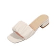 thumbnail image 2 of Jovati Pantoufles à Bout Ouvert à Talon Bas pour Femmes, Tige en PU, Bride Froncée, Semelle Intérieure Rembourrée, Couleur Unie, Style à Enfiler Décontracté, Plusieurs Tailles, 2 of 10