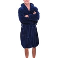 thumbnail image 1 of Innerwin Bath Robes Hoodie Men's Wrap Robe Winter Long Sleeve Soft Dressing Gown Navy Blue XL, 1 of 7