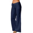 thumbnail image 1 of Sexy Dance Ladies Sports Pants Solid Color Flare Pant Drawstring Trousers Soft Pockets Deep Blue XL, 1 of 3