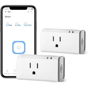 SONOFF Prise Intelligente avec Surveillance de l'Énergie, Contrôle par APP et Voix Fonctionne avec Alexa Google Home, Mini Prise Intelligente Wi‐Fi pour Usage Domestique et Commercial S31 4 Paquets