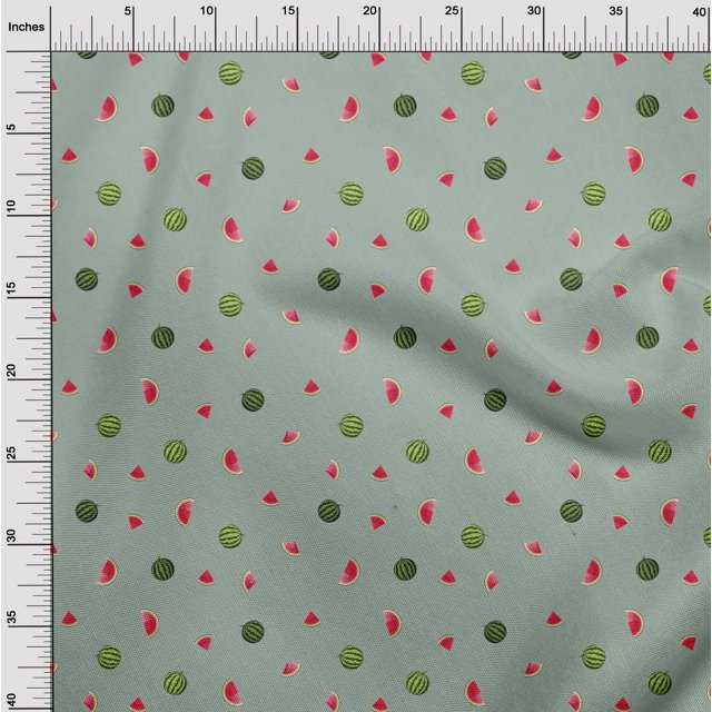 oneOone Cotton Silk Fabric Watermelon Fruit Printed Fabric 1 Yard 42 Inch Wide