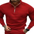 thumbnail image 1 of Sweat-Shirt en Molleton Uni pour Hommes avec Demi-Zip et Col Montant, 1 of 3