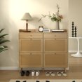 thumbnail image 2 of Garvee Rattan Shoe Cabinet with 4 Flip Drawers & 2 Top Drawers, Narrow Entryway Storage Organizer, Farmhouse Style, 2 of 9