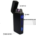 thumbnail image 2 of USB Plasma Lighter Flameless Electric Double ARC Dual Pulse Torch Rechargeable Lithium Power Battery (Blaze - Smooth Black), 2 of 6