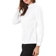 thumbnail image 4 of INSPIRE CHIC Women's Lace Mock Neck Long Sleeve Cotton Button-Down Shirt XL White, 4 of 7