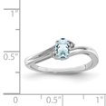 thumbnail image 2 of 925 Sterling Silver Rhodium Plated Diamond and Aquamarine Oval Ring, 2 of 2