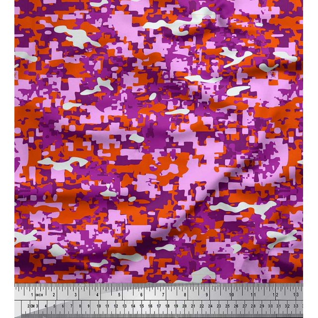 Soimoi Silk Fabric Two Tone Camouflage Printed Fabric 1 Yard 42 Inch Wide