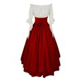 thumbnail image 3 of LOVZFMLL Costume Renaissance pour Femmes Robe Victorienne Médiévale Paysanne Manches à Volants Laçage Chemise Asymétrique Robe Maxi Tenue de Fête d'Halloween Cosplay, 3 of 4