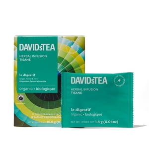 DAVIDsTEA - Herbal - Boîte de 12 Sachets emballés individuellement - Thé bio Le Digestif