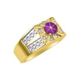 thumbnail image 3 of RYLOS Men's Rings 14K Yellow Gold Designer Starburst 7MM Round Gemstone & Diamond Ring Star Ruby July Birthstone Rings Size 12, 3 of 7