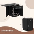 thumbnail image 3 of Costway Bureau d'Ordinateur Pliant avec Tiroir et Étagère Réglable à Roulettes pour Salon, Noir, 3 of 10