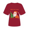 thumbnail image 4 of Haut de Sapin de Noël Femme Décontracté Col Rond Manches Courtes T-shirt Imprimé Sapin de Noël Haut, 4 of 6