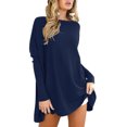 thumbnail image 3 of WEIYLL Ladies T Shirts Oversized Tunic With Leggings Long Sleeve Fall Sweaters Navy Tops Sizes XL, 3 of 6