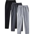 thumbnail image 1 of AherBiu 3PCS Sweatpants for Men Fleece Lightweight Drawstring Elastic Waisted Pants with Pockets Athletic Gym Running Trousers, 1 of 8