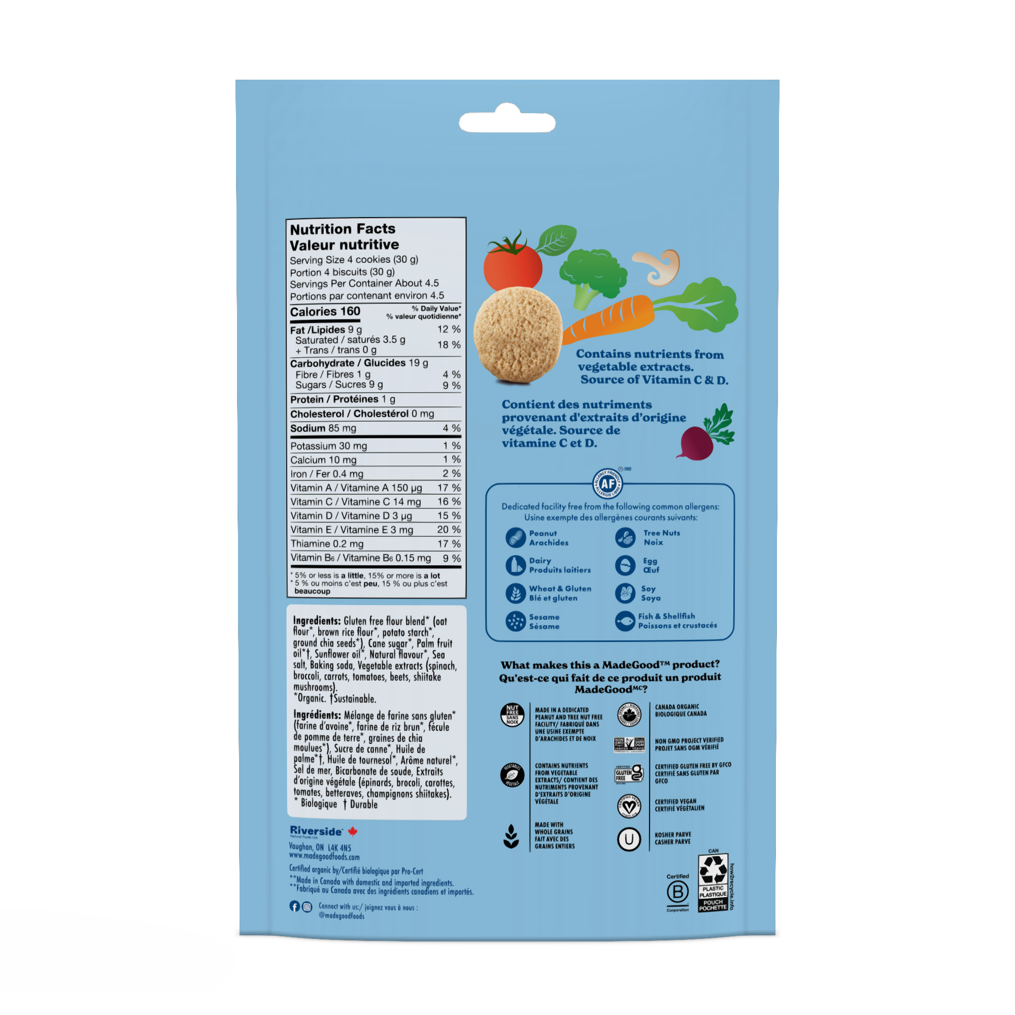 MadeGood Biscuits Arôme de vannille Sachets de 142 g