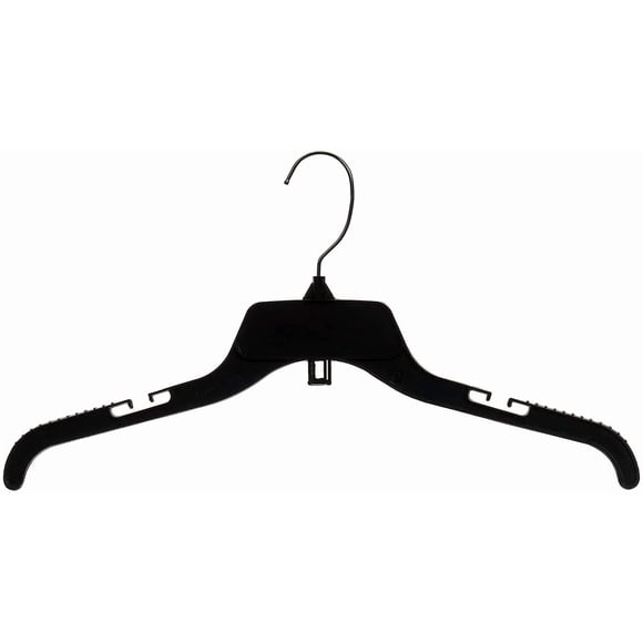 SSWBasics 17 inch Break-Resistant Black Plastic Dress Hangers - Case of 100 - Durable,