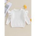 thumbnail image 2 of Gupgi Toddler Girl Sweaters 3M 6M 9M 12M 18M 2Y 3Y Baby Ruffle Long Sleeve Solid Color Knit Pullover Fall Winter Loose Tops, 2 of 9