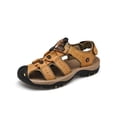 thumbnail image 1 of LUXUR Men's Fisherman Sandal Drawstring Sandals Non-Slip Beach Shoe Comfortable Driving Shoes Men Yellow 9, 1 of 8