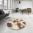 thumbnail image 3 of Ahgly Tapis Rond Abstrait Intérieur Or Foncé Marron, 6 Pieds Rond, 3 of 6
