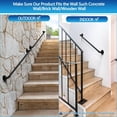 thumbnail image 4 of Industrial Pipe Stair Handrail, 3 PCS 3.2 FT Metal Hand Railing for Stairs, Stair Railing Indoor Hand Rails for Indoor Stairs Handrails for Outdoor Steps Wall Mount Outdoor Handrail Grab Bar, Black, 4 of 7