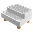 thumbnail image 2 of BELOVING Automatic Cat Litter Box Ramp 2 Steps Waterproof Pad Mat with Non Slip Feet Leakproof Cat Litter Stair for Small Elderly Cats White, 2 of 9