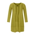 thumbnail image 4 of Pisexur Robe pour Femme Grande Taille Col en V Coton Décontractée Ample Droite Tunique Smock Robes d'Automne Robe de Vacances Manches 3/4 Poche, 4 of 8
