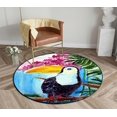 thumbnail image 1 of ECZJNT Black Bird With A Yellow Beak Toucan In The Tropical Forest Round Area Rugs Diameter 3 x 3ft Floor Carpet Mat for Living Dinning Room Bedroom Kitchen Hallway Office Decor, 1 of 6