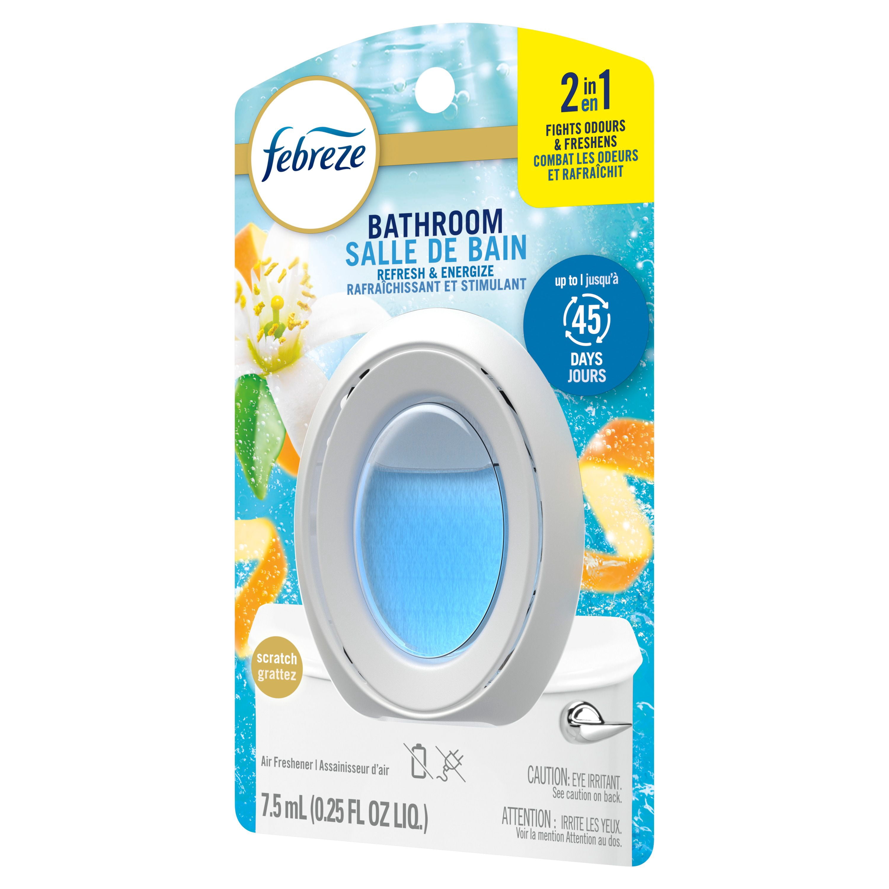 Febreze Désodorisant pour Salle de Bain, Anti-Odeurs, Parfum Rafraîchissant & Stimulant, 1 Unité