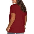 thumbnail image 3 of Women Full Sleeve Tops Short Sleeve Round Neck Top Plus Size Solid Color Basic T-Shirts,Womens Elbow Sleeve Tops, 3 of 5