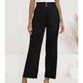 thumbnail image 5 of Timegard Lounge Pants for Women Elastic Waisted Button Straight Leg Ruched Casual Trousers with Pockets, 5 of 5