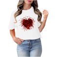 thumbnail image 4 of TIMIFIS T-Shirts pour Femmes de la Saint-Valentin Été Décontracté Manches Courtes Col Rond T-Shirts Mode T-Shirt Imprimé Cœur d'Amour, 4 of 4