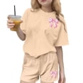 thumbnail image 1 of Robe d'Été avec Manches Manches Courtes Haut et Shorts Ensemble Deux Pièces pour Enfants Mignon Loisirs d'Été Col Rond, 1 of 6