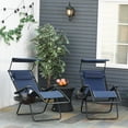 thumbnail image 2 of Outsunny Chaise Longue Pliable 2 Pcs avec Auvent Pare-Soleil, Bleu, 2 of 10