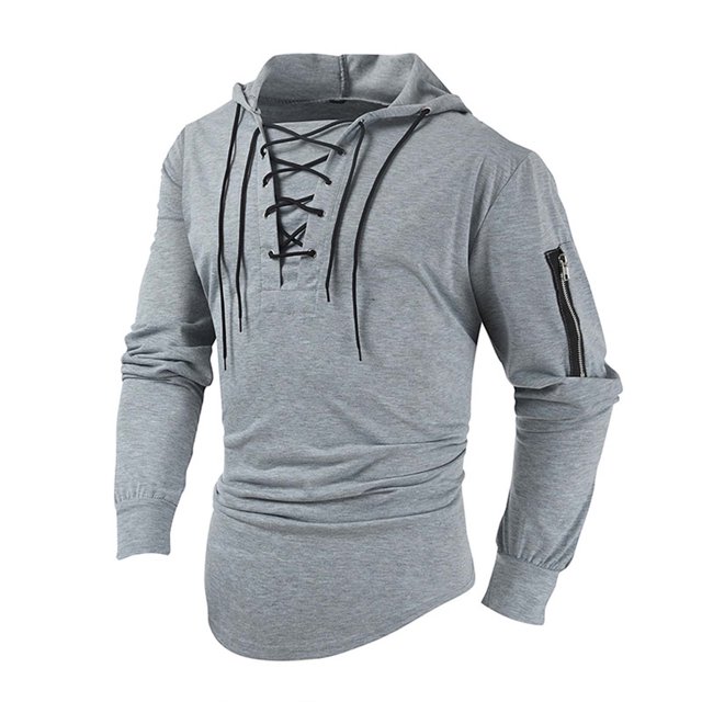 FAIWAD Men's Long Sleeve Drawstring Sweatshirts Drop Shoulder Zip Hooded Sweatshirts Trendy Spring Tops