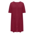 thumbnail image 4 of Timegard Robe de Nuit pour Femmes, Vêtement de Nuit, Peignoir à Fermeture Éclair, Manches Courtes, Robe Courte Confortable pour la Maison avec Poches, 4 of 8