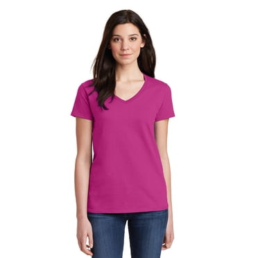 Gildan T-Shirt à Manches Courtes à Col en V pour Femmes en Coton 100 pour Cent - 5V00L