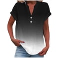 thumbnail image 1 of fatyb Womens Printed V Neck Tops Short Sleeve Button V Neck Tshirts Lightweight Summer Beach Blouses, 1 of 5
