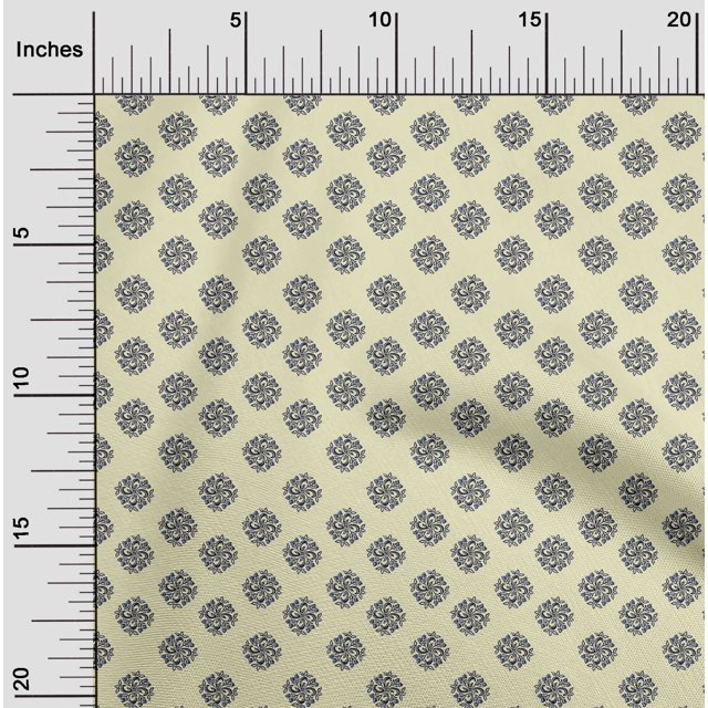 oneOone Polyester Lycra Fabric Floral Block Printed Fabric 1 Yard 56 Inch Wide