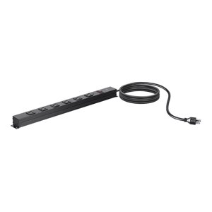 MP 6 Outlet Metal Surge Protector Power Strip with 15ft Cord and Surface Mount Tabs_ 540 Joules_ Black