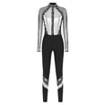 thumbnail image 3 of Jizyo Women's Long Sleeve Dance Unitard Shiny Rhinestone Full Body Suits One Piece Jumpsuits White L, 3 of 5