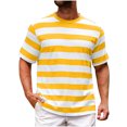thumbnail image 1 of T-shirts Surdimensionnés pour Hommes à Rayures Imprimées, T-Shirt Graphique Décontracté Ample à Manches Courtes, Col Ras du Cou, 1 of 4