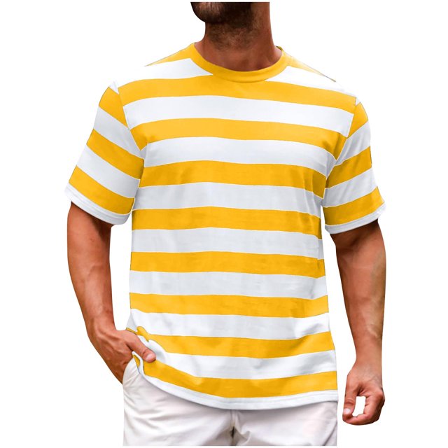 T-shirts Surdimensionnés pour Hommes à Rayures Imprimées, T-Shirt Graphique Décontracté Ample à Manches Courtes, Col Ras du Cou
