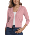 thumbnail image 1 of Cardigan Court à Manches 3/4 pour Femmes, Élégant Boléro pour Femmes, Rose, TG, 1 of 7