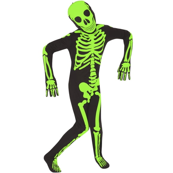 Morphsuits Glow in the dark Skeleton Skinsuit Halloween costume for children, X-Large