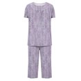 thumbnail image 5 of Rbaofujie Chemises de Nuit pour Femmes Femmes Décontracté Boutons Col Rond Manches Courtes Blouse Mode Poches Pantalon Pyjama Ensemble Grande Taille Robe, 5 of 5