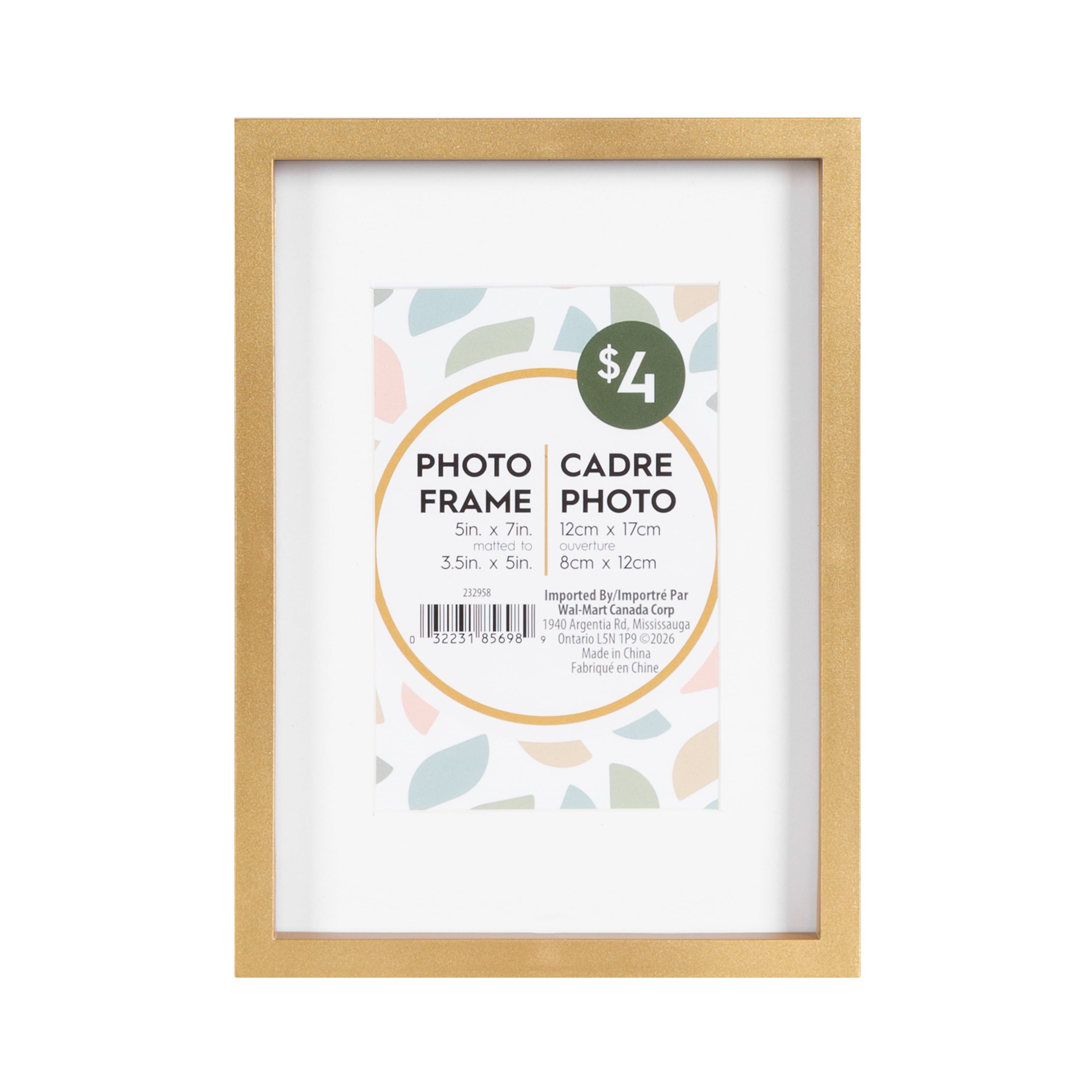 DesignOvation Gally 5x7 Matted to 3.5x5 Gold Picture Frame
