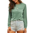thumbnail image 4 of LUXUR T-shirt Femme Col Rond Tee-Shirt Couleur Unie Pull Décontracté Manches Longues Vert L, 4 of 5