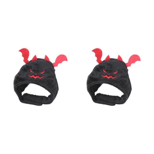 yingyy Adjustable Devil Cap For Pets For Halloween Parties Easy To Wear And Wash Polyester Cat Halloween Devil Costume Black 2Set