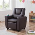 thumbnail image 1 of Costway Kids Recliner Chair with Cup Holder & Side Pocket Adjustable Backrest Footrest Brown, 1 of 10
