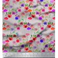 thumbnail image 1 of Soimoi Tissu Popeline de Coton Feuilles & Roses Imprimés Floraux au Mètre 56 Pouces de Large, 1 of 3